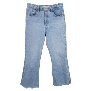 Levi’s Ribcage Flare Jeans High Rise Button Fly Light Wash Altered Hem 30